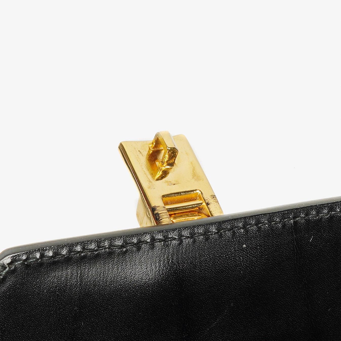 Gucci Vintage Kelly Lady Lock wandelbare Schultertasche aus schwarzem Leder