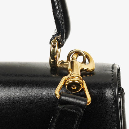 Gucci Vintage Kelly Lady Lock wandelbare Schultertasche aus schwarzem Leder