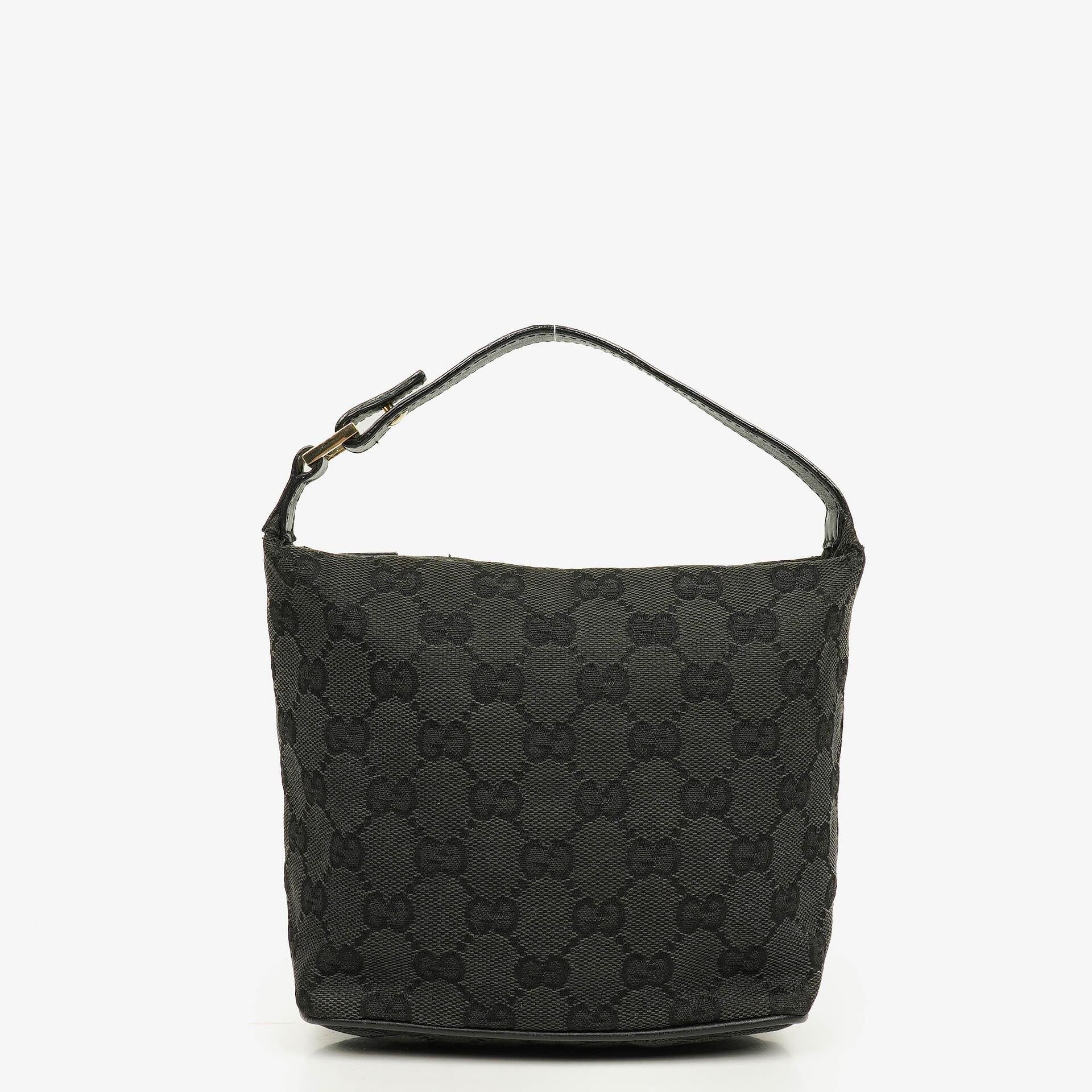 Gucci Vintage Mini Pochette Schwarze GG Monogram Hobo-Tasche