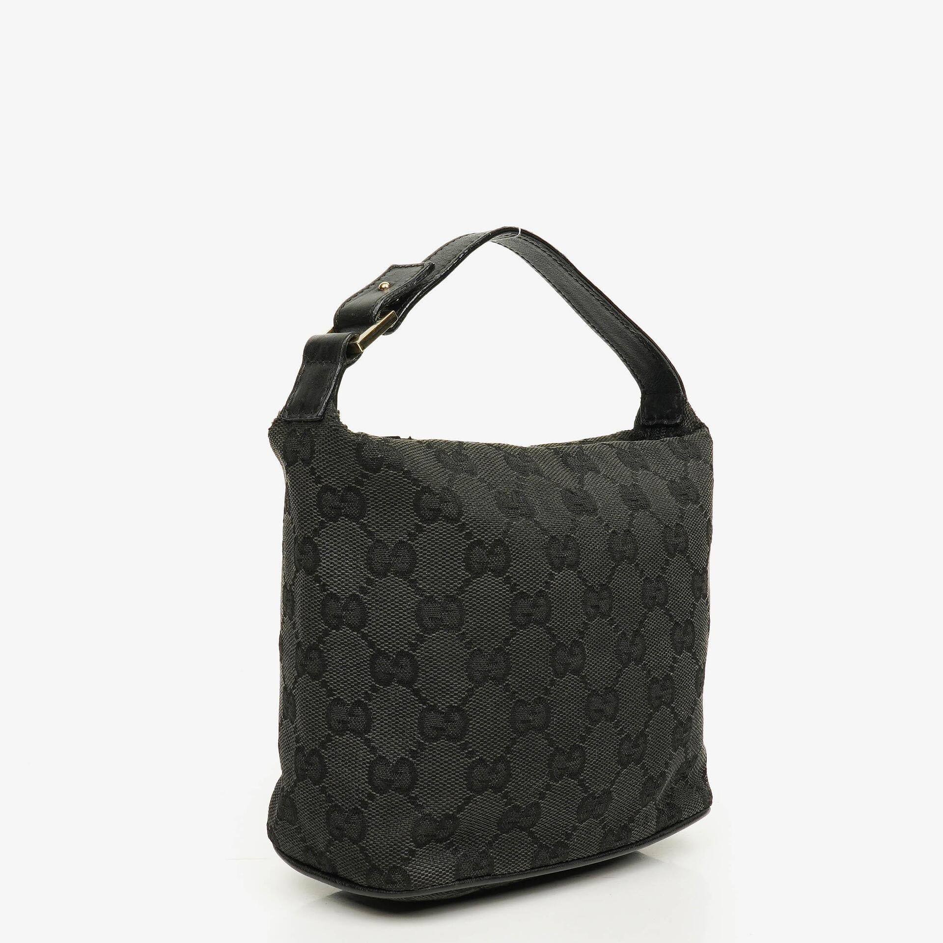 Gucci Vintage Mini Pochette Schwarze GG Monogram Hobo-Tasche