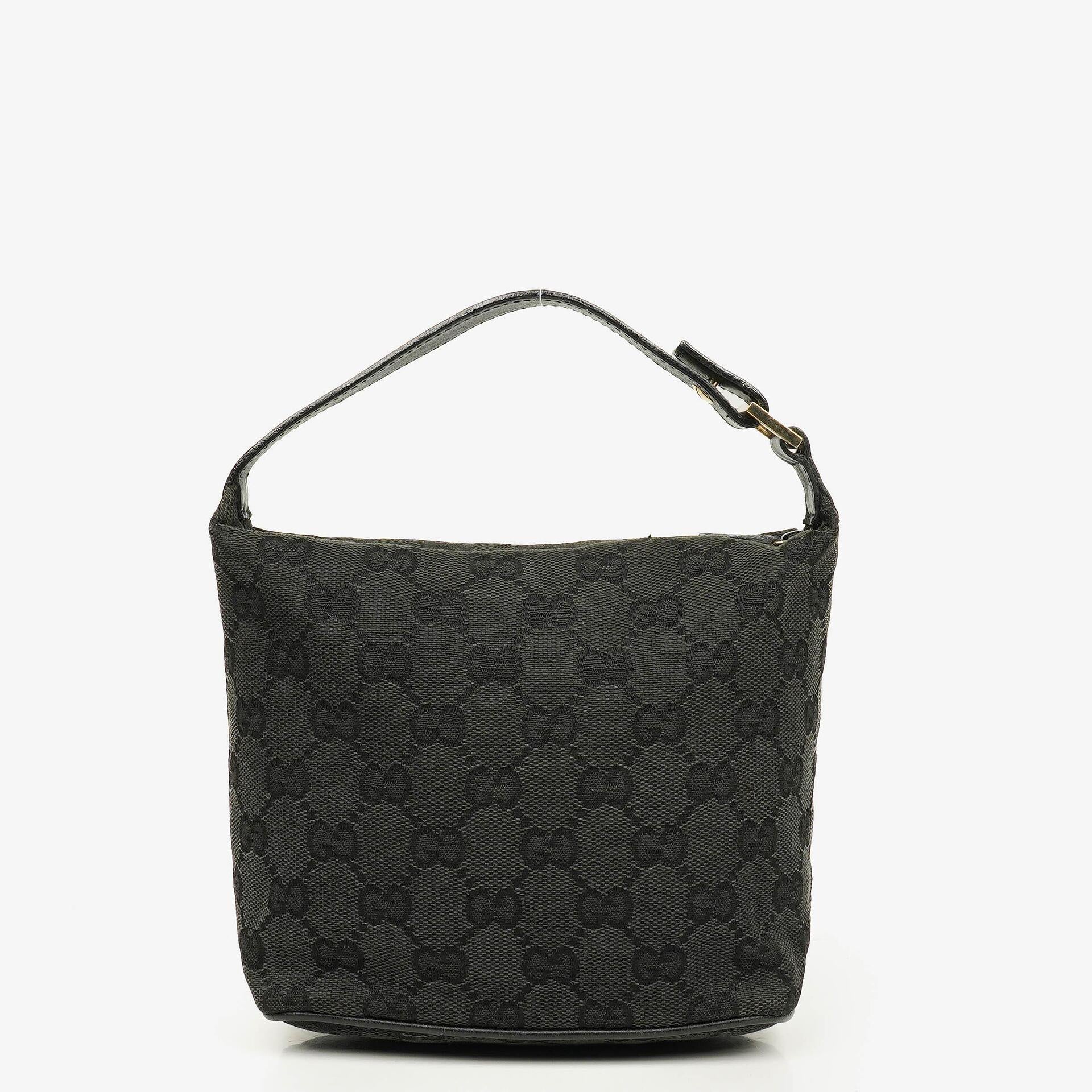 Gucci Vintage Mini Pochette Schwarze GG Monogram Hobo-Tasche