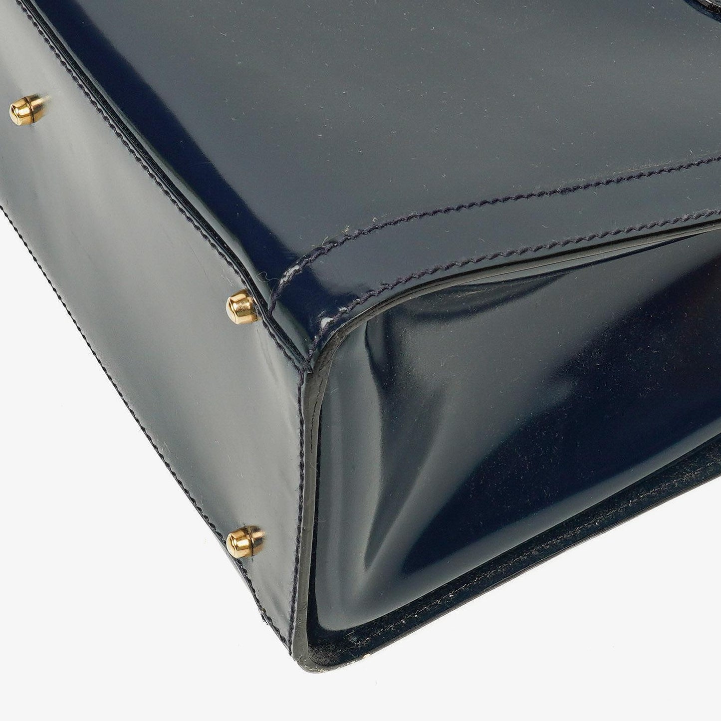 Gucci Vintage Diana Bamboo Tote aus Lackleder in Marineblau