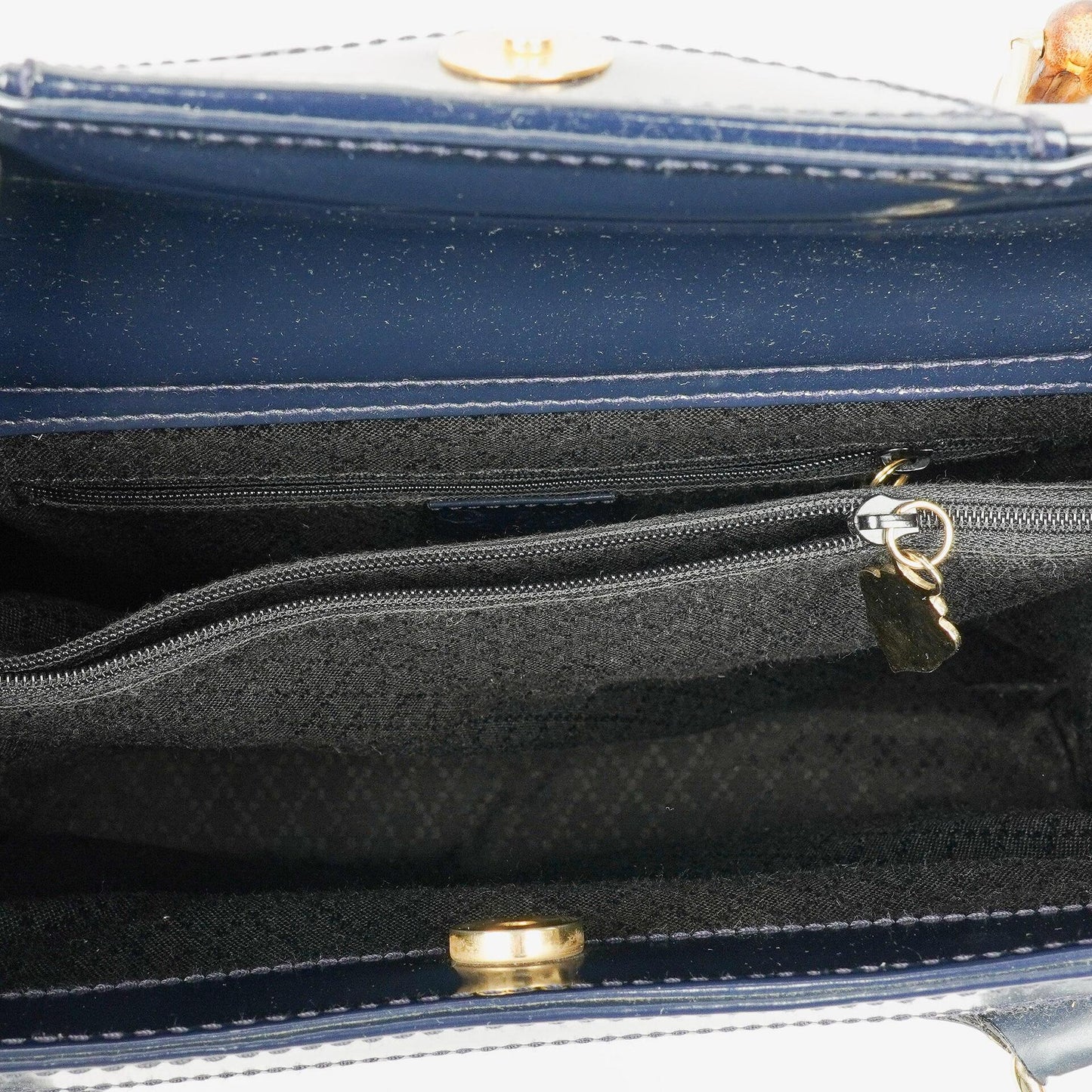 Gucci Vintage Diana Bamboo Tote aus Lackleder in Marineblau