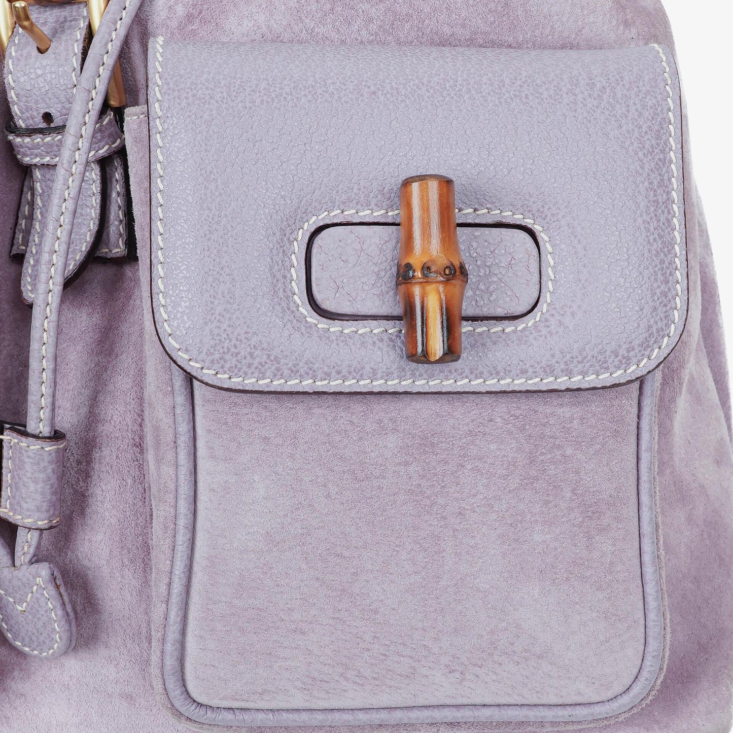 Gucci Vintage Bamboo Rucksack aus lila Wildleder und Leder
