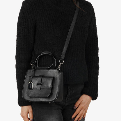 Gucci Vintage Zwei-Wege Kleine Schwarze Leder Umhängetasche