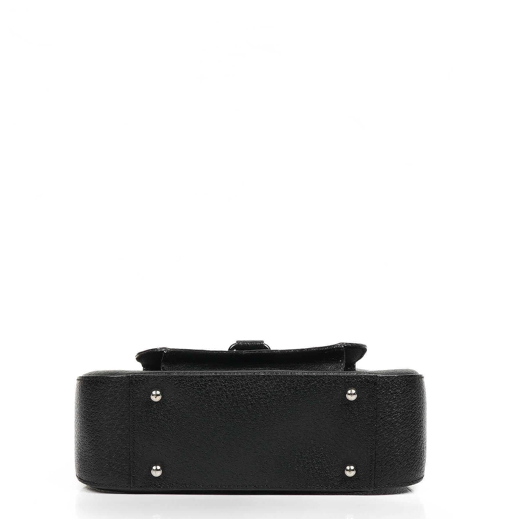 Gucci Vintage Zwei-Wege Kleine Schwarze Leder Umhängetasche