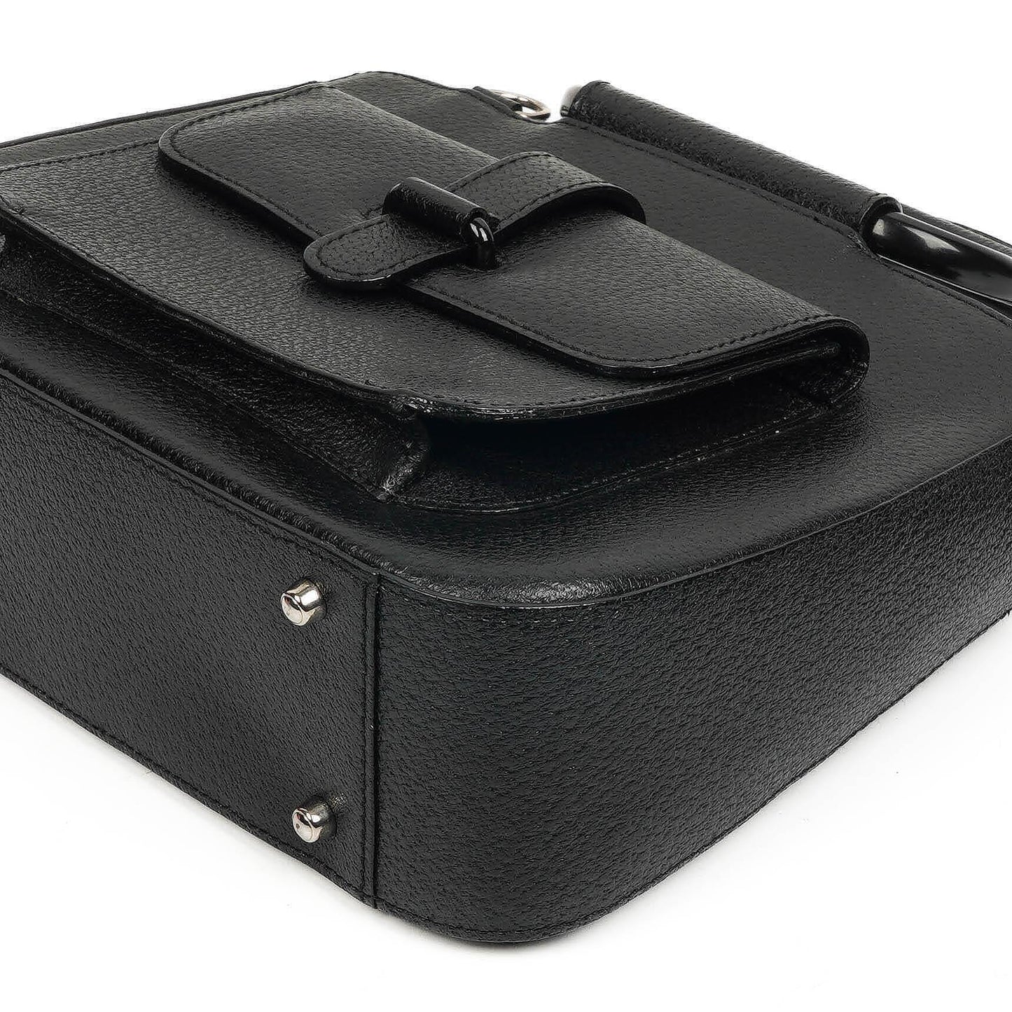 Gucci Vintage Zwei-Wege Kleine Schwarze Leder Umhängetasche