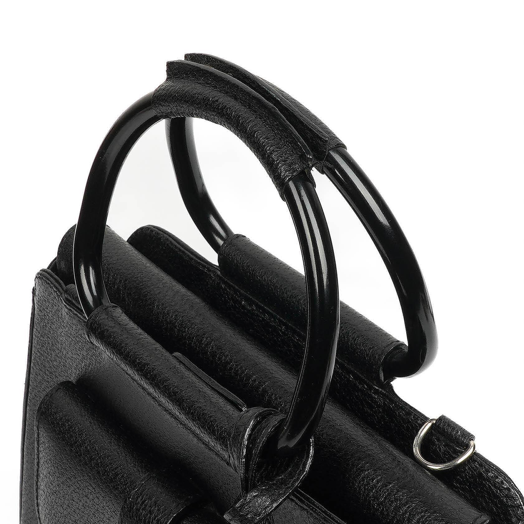 Gucci Vintage Zwei-Wege Kleine Schwarze Leder Umhängetasche