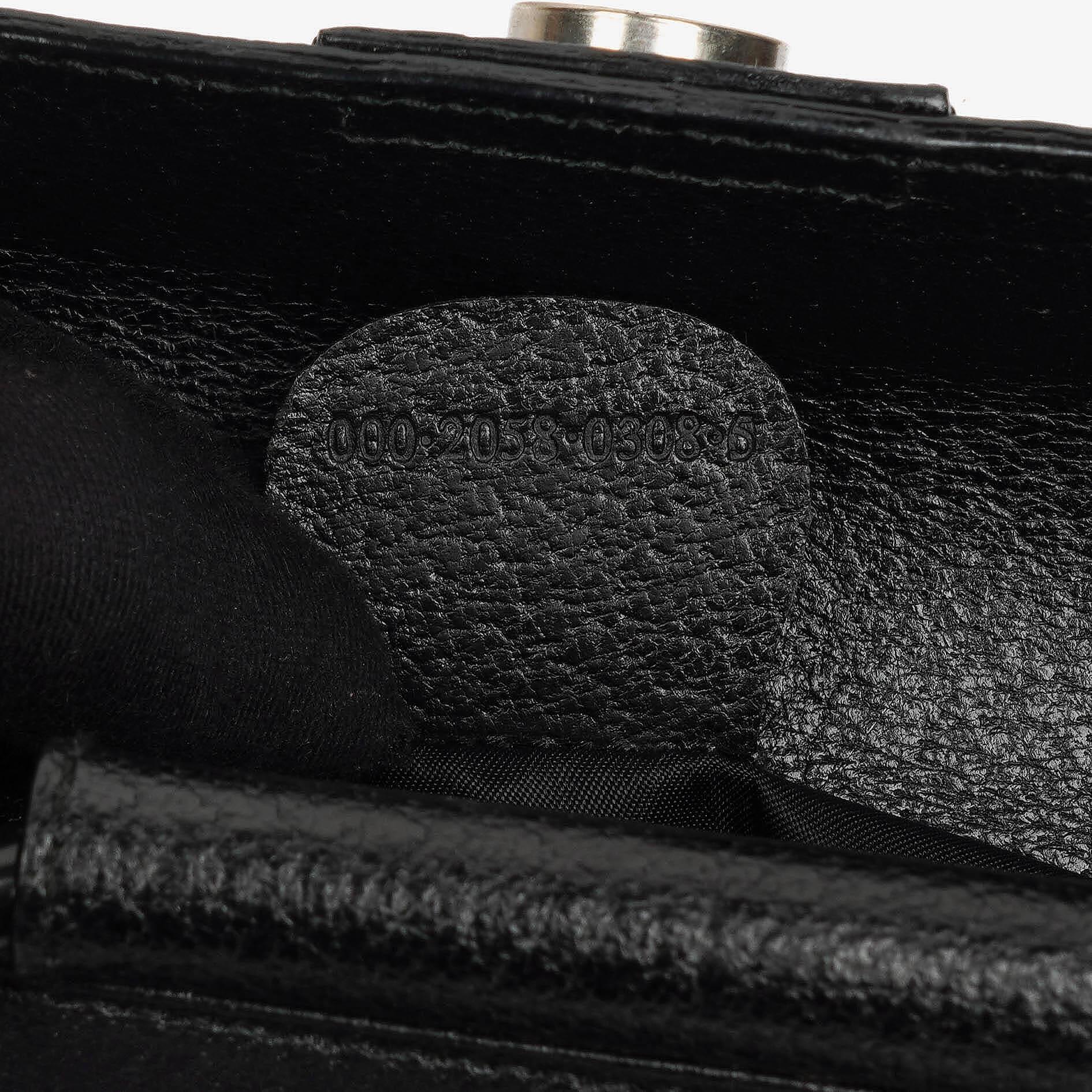 Gucci Vintage Zwei-Wege Kleine Schwarze Leder Umhängetasche