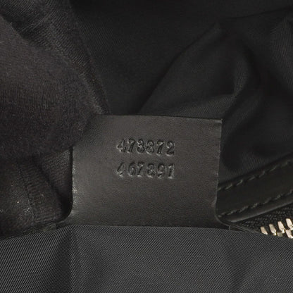 Gucci Web GG Supreme Monogram und Leder Drawstring Rucksack Schwarz