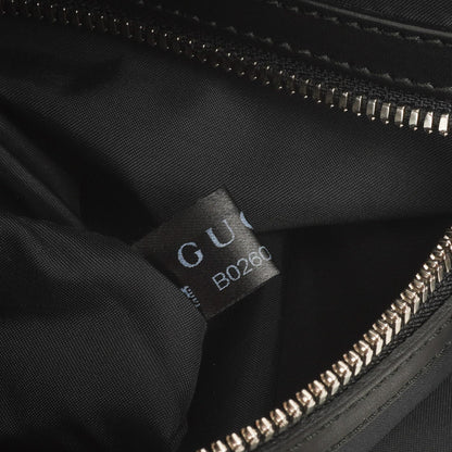 Gucci Web GG Supreme Monogram und Leder Drawstring Rucksack Schwarz