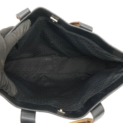 Gucci Tote Tasche mit Web-Streifen aus schwarzem Leder