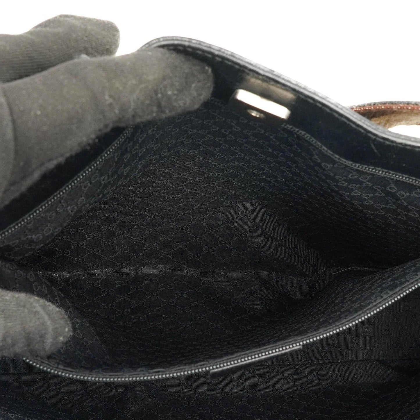 Gucci Tote Tasche mit Web-Streifen aus schwarzem Leder
