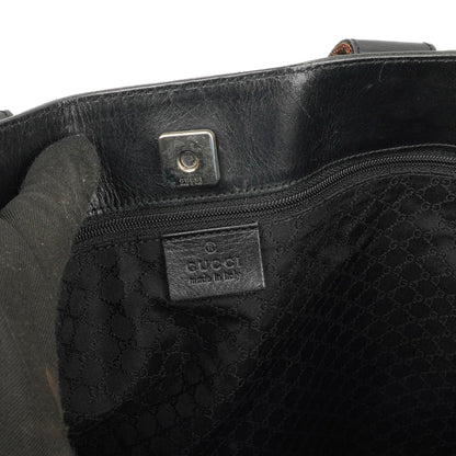 Gucci Tote Tasche mit Web-Streifen aus schwarzem Leder