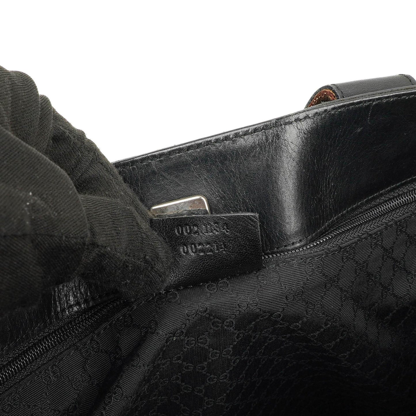 Gucci Tote Tasche mit Web-Streifen aus schwarzem Leder