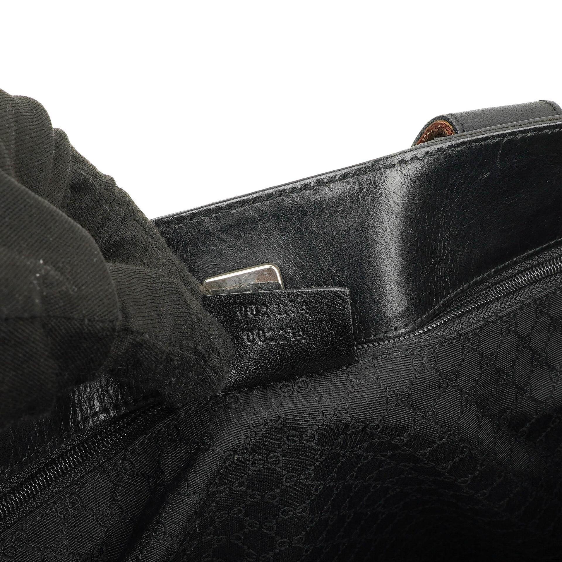 Gucci Tote Tasche mit Web-Streifen aus schwarzem Leder