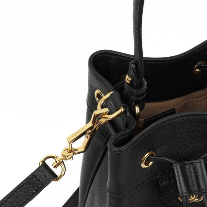 Gucci Web Ophidia Bucket Bag Klein aus schwarzem glasiertem strukturiertem Kalbsleder