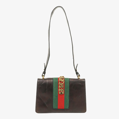 Gucci Web Sylvie Schultertasche aus schwarzem Leder
