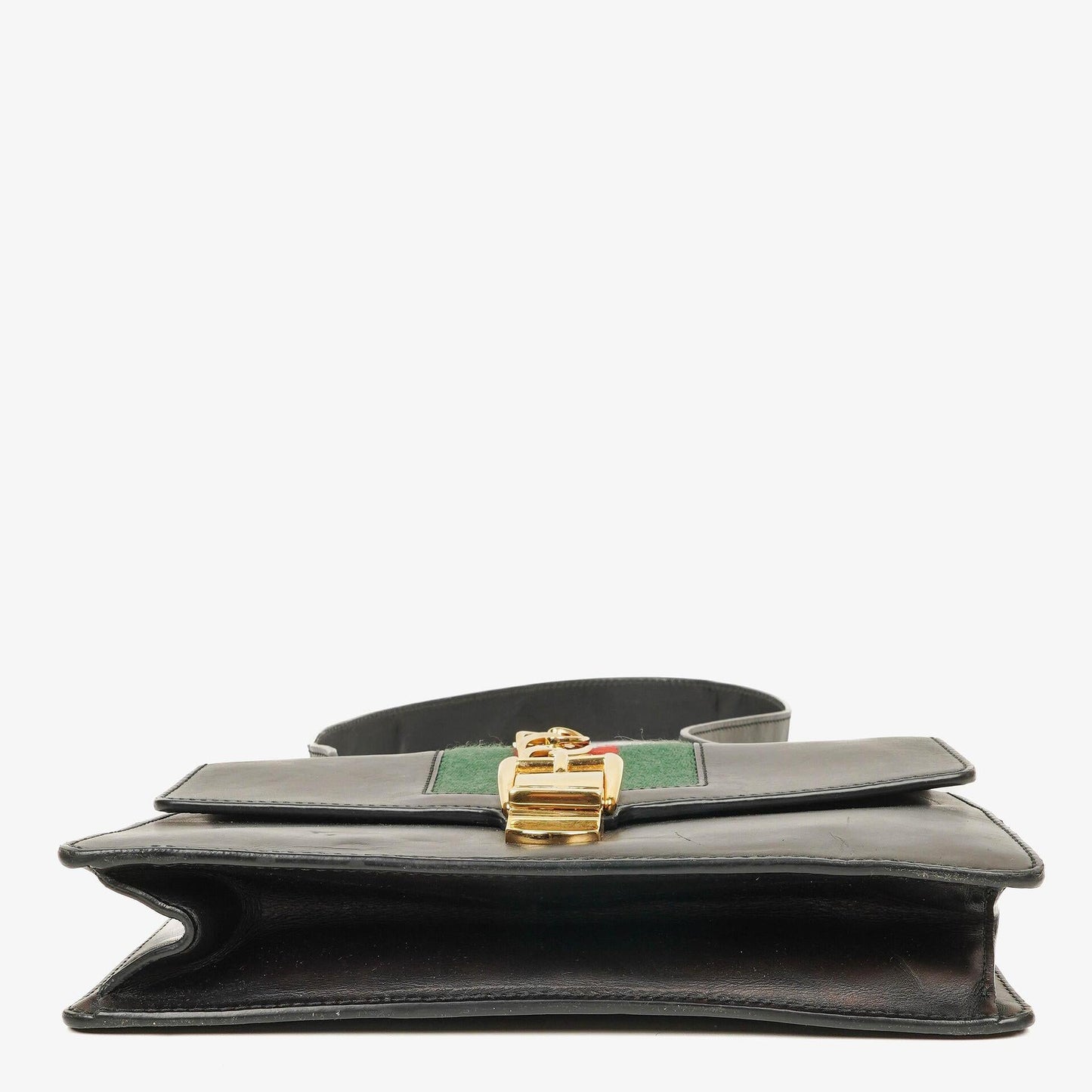 Gucci Web Sylvie Schultertasche aus schwarzem Leder