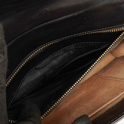 Gucci Web Sylvie Schultertasche aus schwarzem Leder
