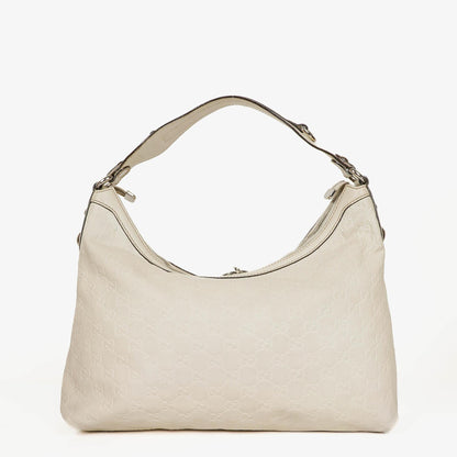 Gucci Icon Bit Hobo Tasche aus weißem Guccissima Leder