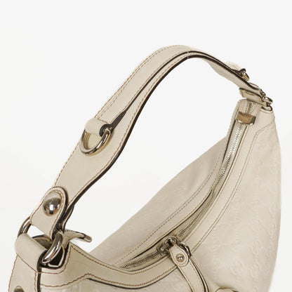 Gucci Icon Bit Hobo Tasche aus weißem Guccissima Leder