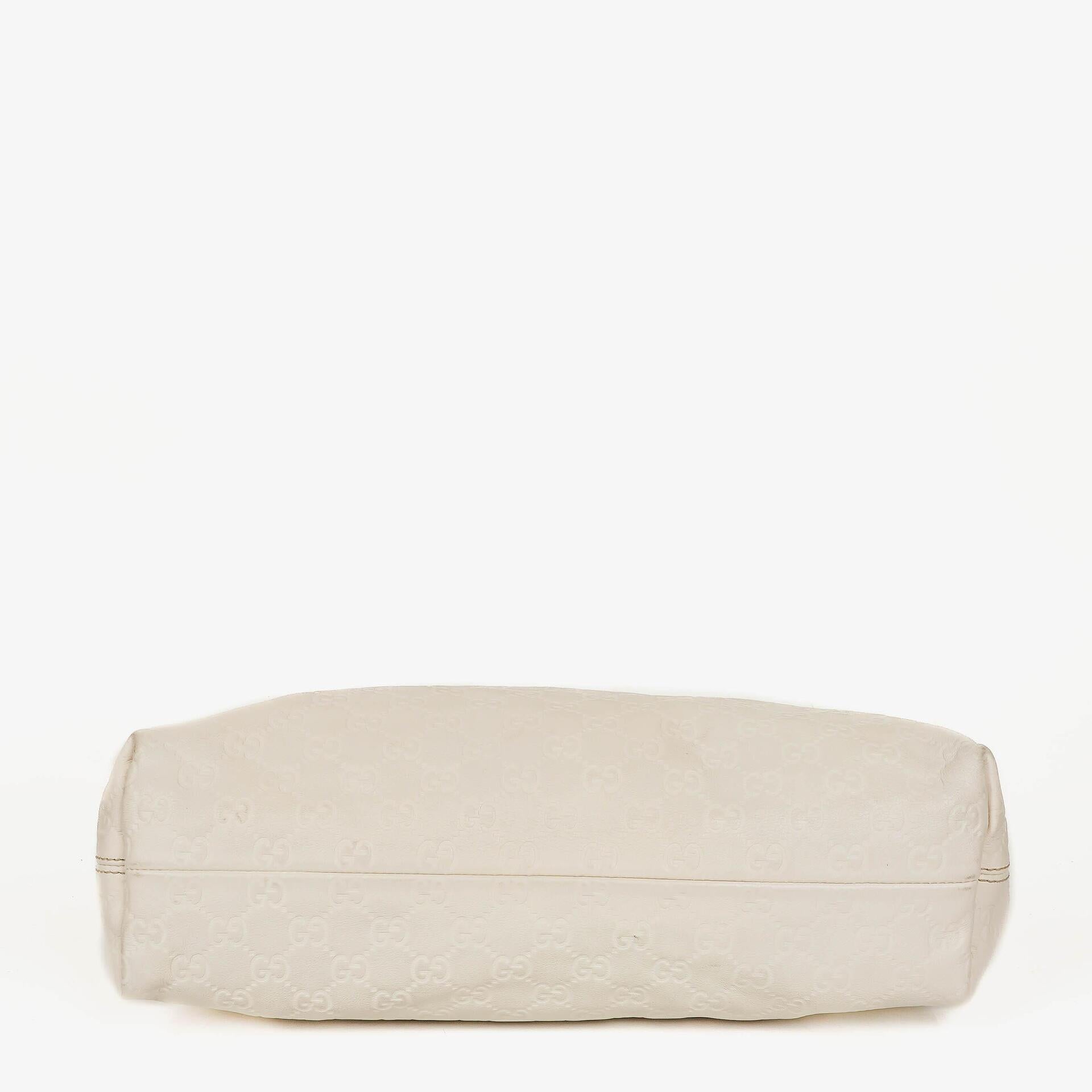 Gucci Icon Bit Hobo Tasche aus weißem Guccissima Leder