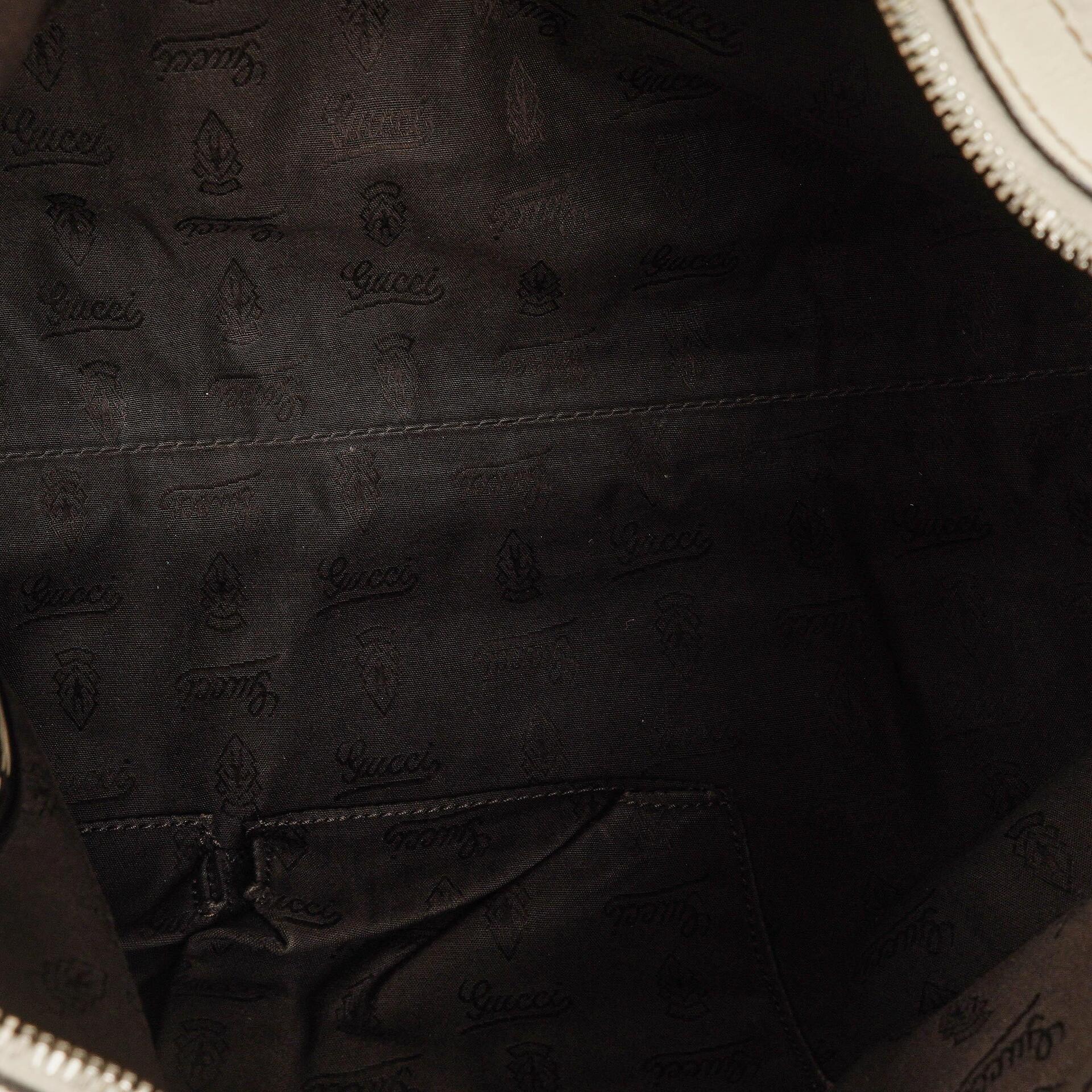 Gucci Icon Bit Hobo Tasche aus weißem Guccissima Leder