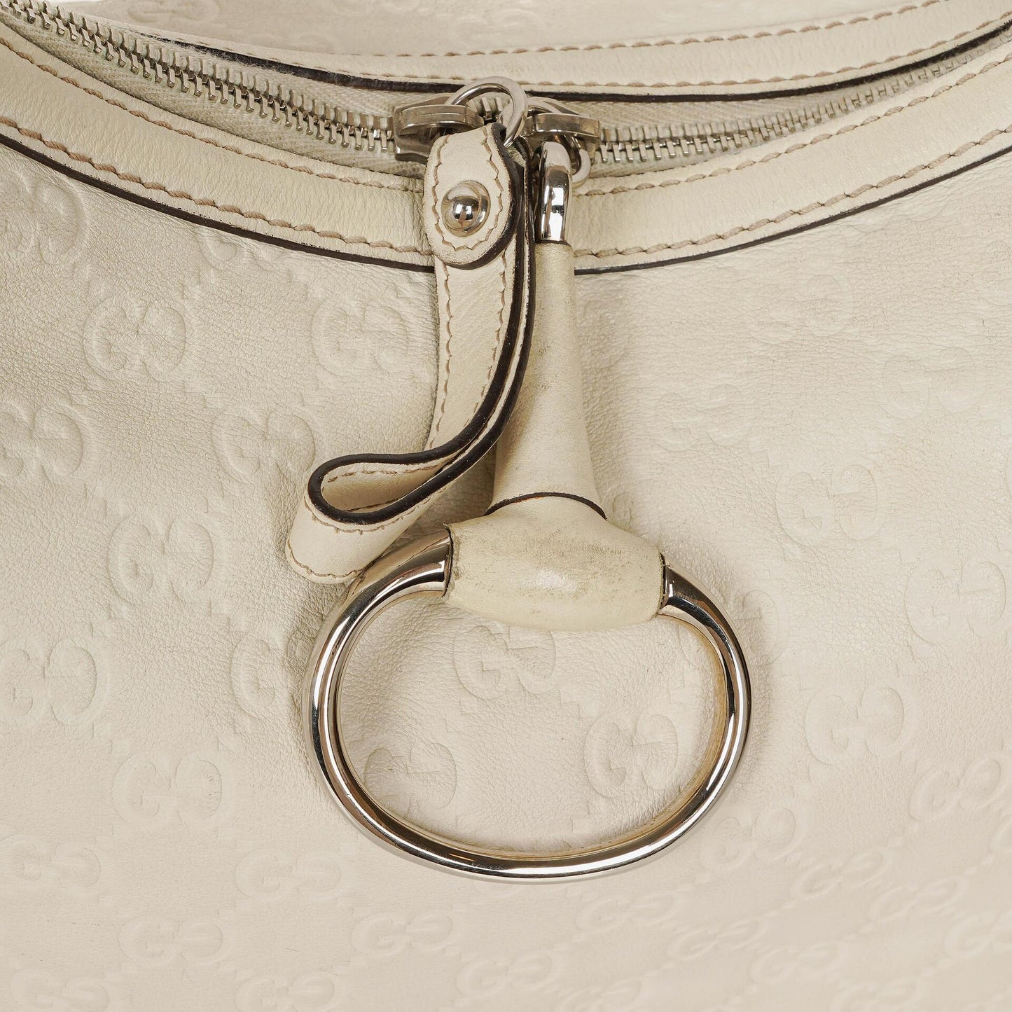 Gucci Icon Bit Hobo Tasche aus weißem Guccissima Leder