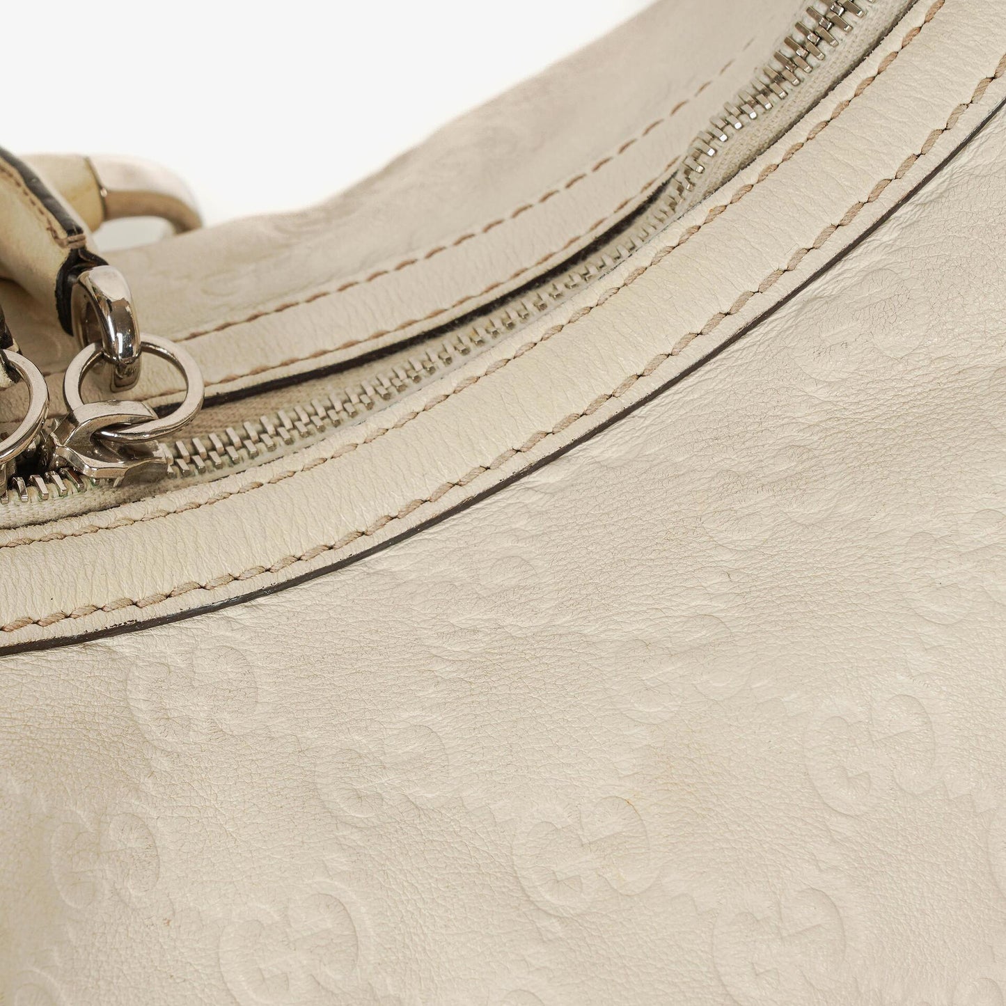 Gucci Icon Bit Hobo Tasche aus weißem Guccissima Leder