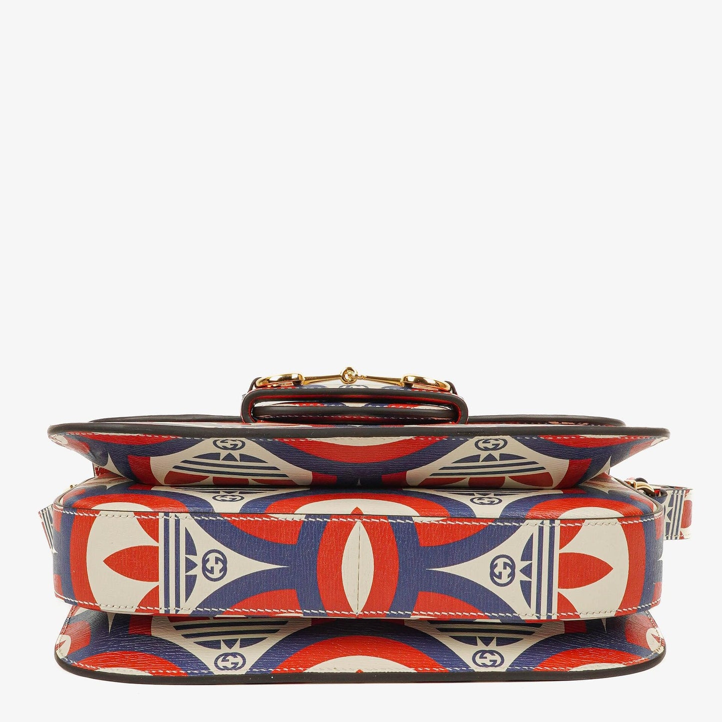 Gucci x adidas Shanghai kleine Horsebit 1955 Schultertasche aus Kalbsleder mit Web, Trefoil und Interlocking G in Rot Weiß Blau