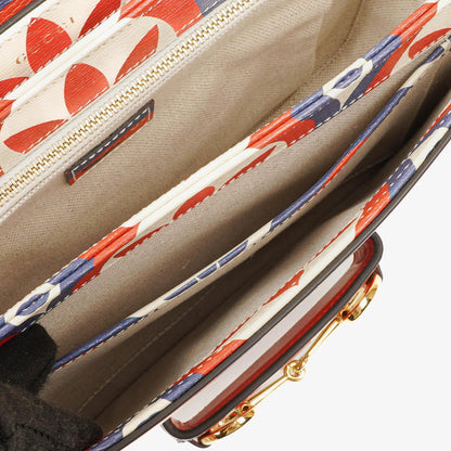 Gucci x adidas Shanghai kleine Horsebit 1955 Schultertasche aus Kalbsleder mit Web, Trefoil und Interlocking G in Rot Weiß Blau