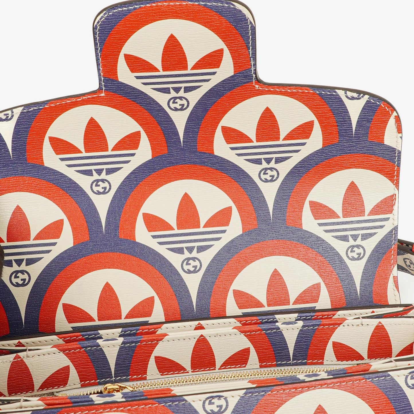 Gucci x adidas Shanghai kleine Horsebit 1955 Schultertasche aus Kalbsleder mit Web, Trefoil und Interlocking G in Rot Weiß Blau
