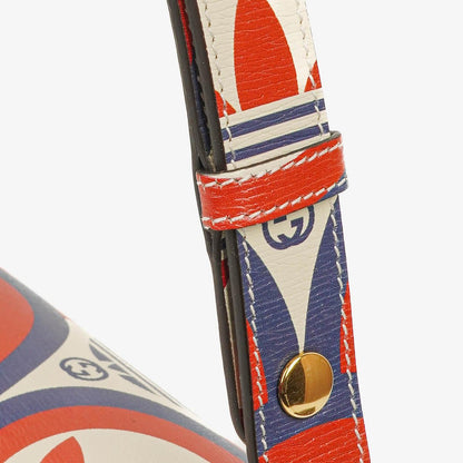Gucci x adidas Shanghai kleine Horsebit 1955 Schultertasche aus Kalbsleder mit Web, Trefoil und Interlocking G in Rot Weiß Blau