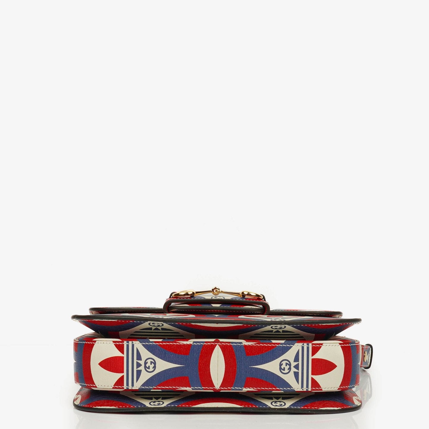 Gucci x adidas Shanghai Small Horsebit 1955 Schultertasche aus Kalbsleder mit Web, Trefoil und Interlocking G in Rot, Weiß und Blau