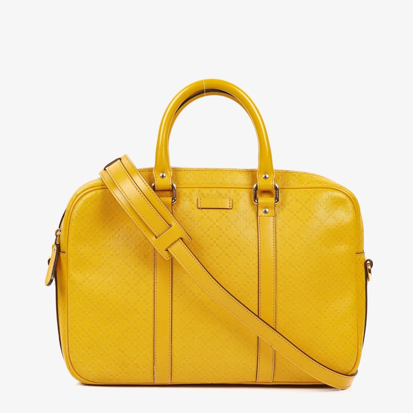Gucci Gelbe Diamante Leder Business Tasche