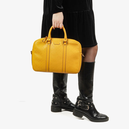 Gucci Gelbe Diamante Leder Business Tasche