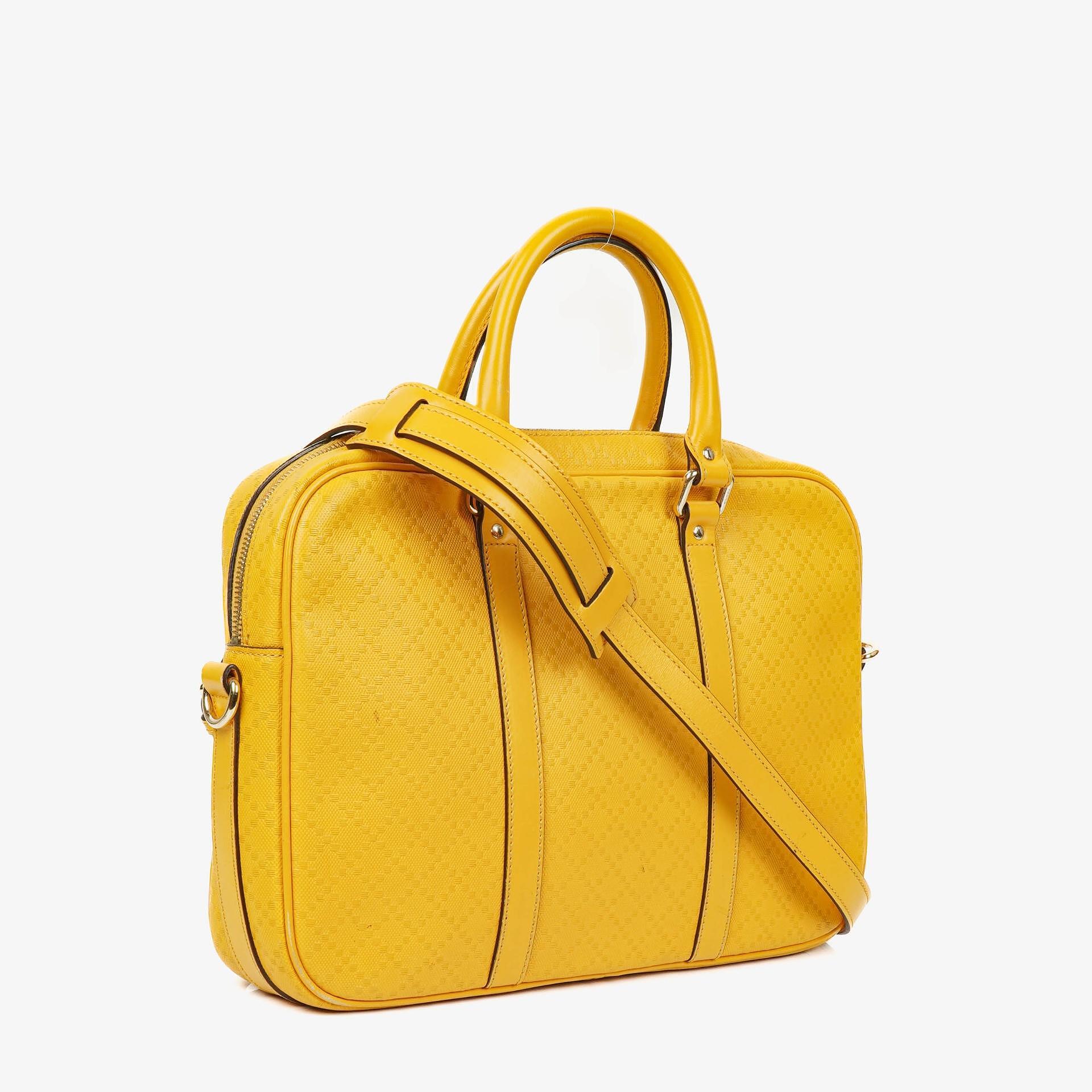 Gucci Gelbe Diamante Leder Business Tasche