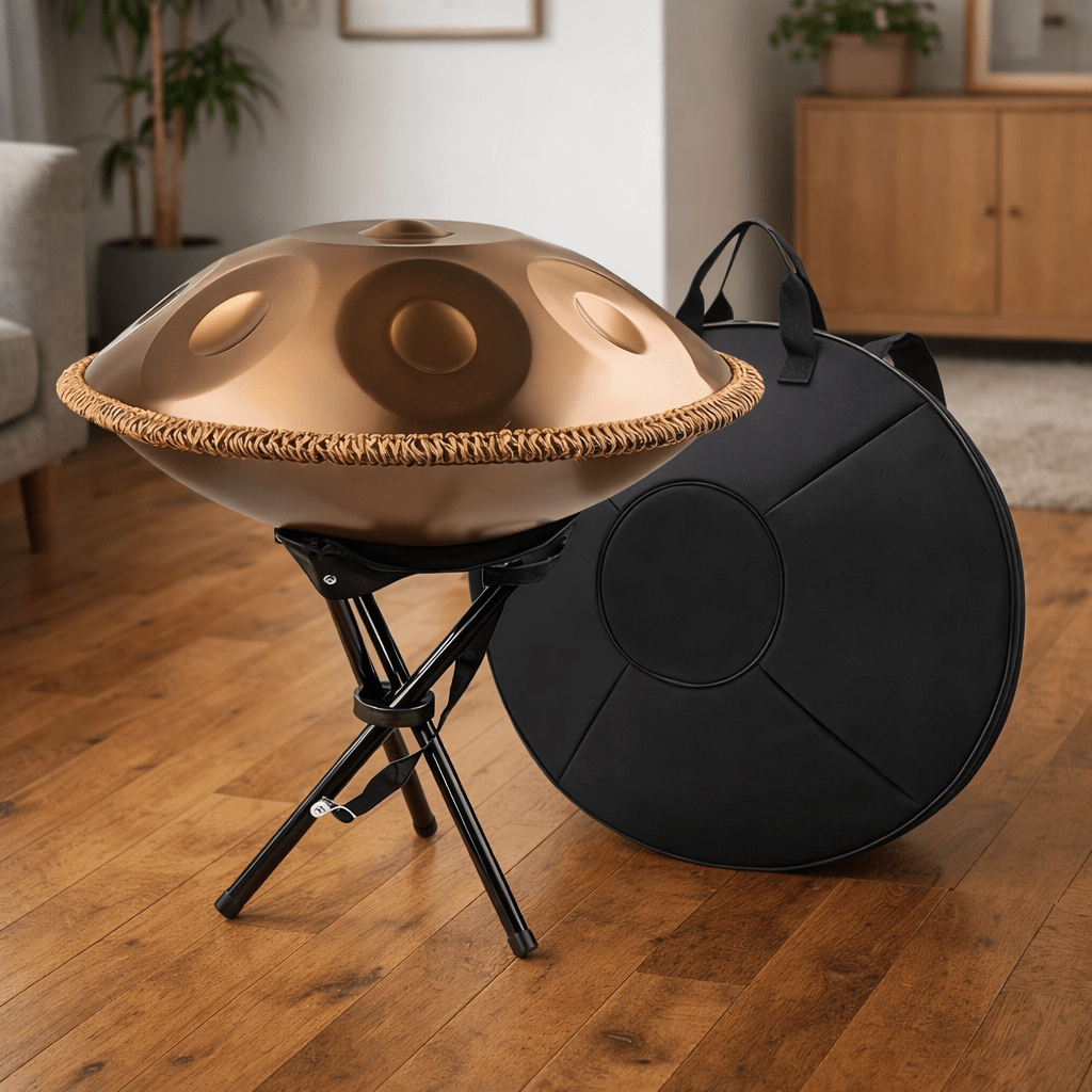 Handpan D - Moll Kurd 432Hz | 12 Töne Profi Instrument Gold | 22 Zoll Steel Drum - Laminimas e.K
