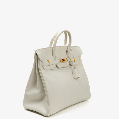 Hermès Birkin 32 Haut à Courroies Off White Leder mit goldener Hardware