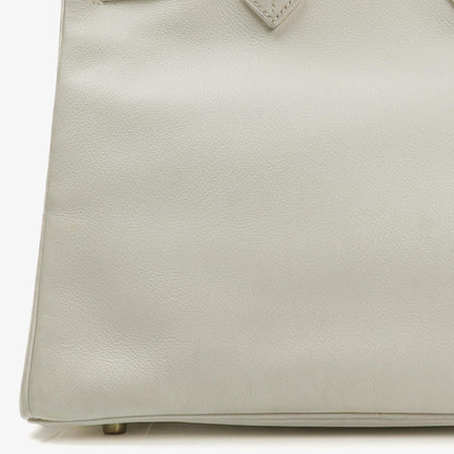 Hermès Birkin 32 Haut à Courroies Off White Leder mit goldener Hardware