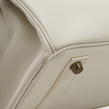 Hermès Birkin 32 Haut à Courroies Off White Leder mit goldener Hardware