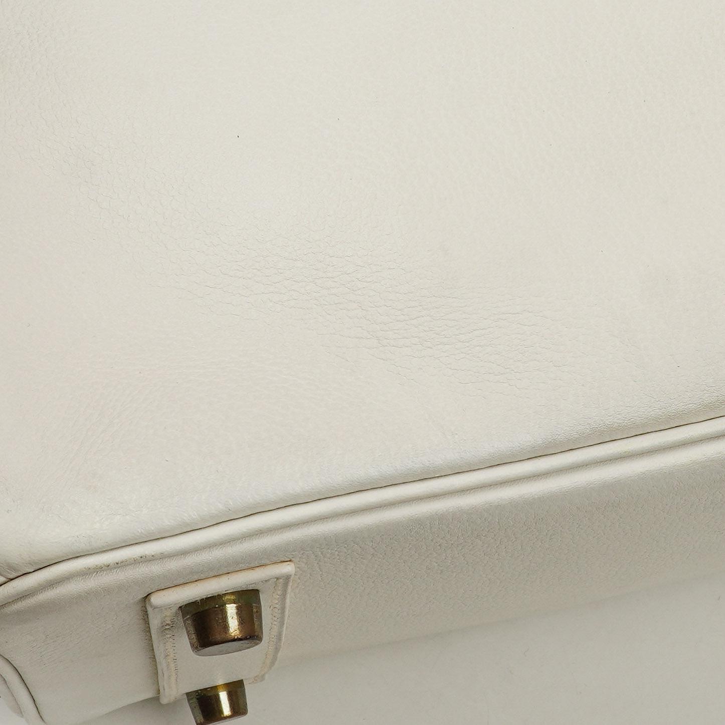Hermès Birkin 32 Haut à Courroies Off White Leder mit goldener Hardware
