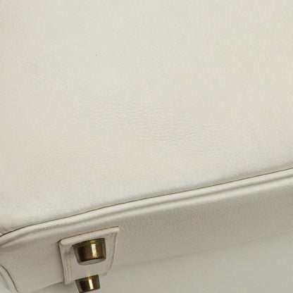 Hermès Birkin 32 Haut à Courroies Off White Leder mit goldener Hardware