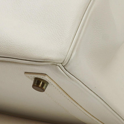 Hermès Birkin 32 Haut à Courroies Off White Leder mit goldener Hardware