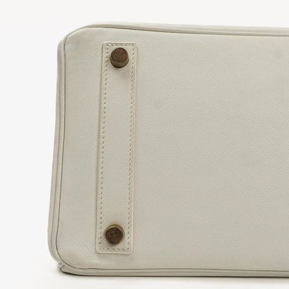 Hermès Birkin 32 Haut à Courroies Off White Leder mit goldener Hardware