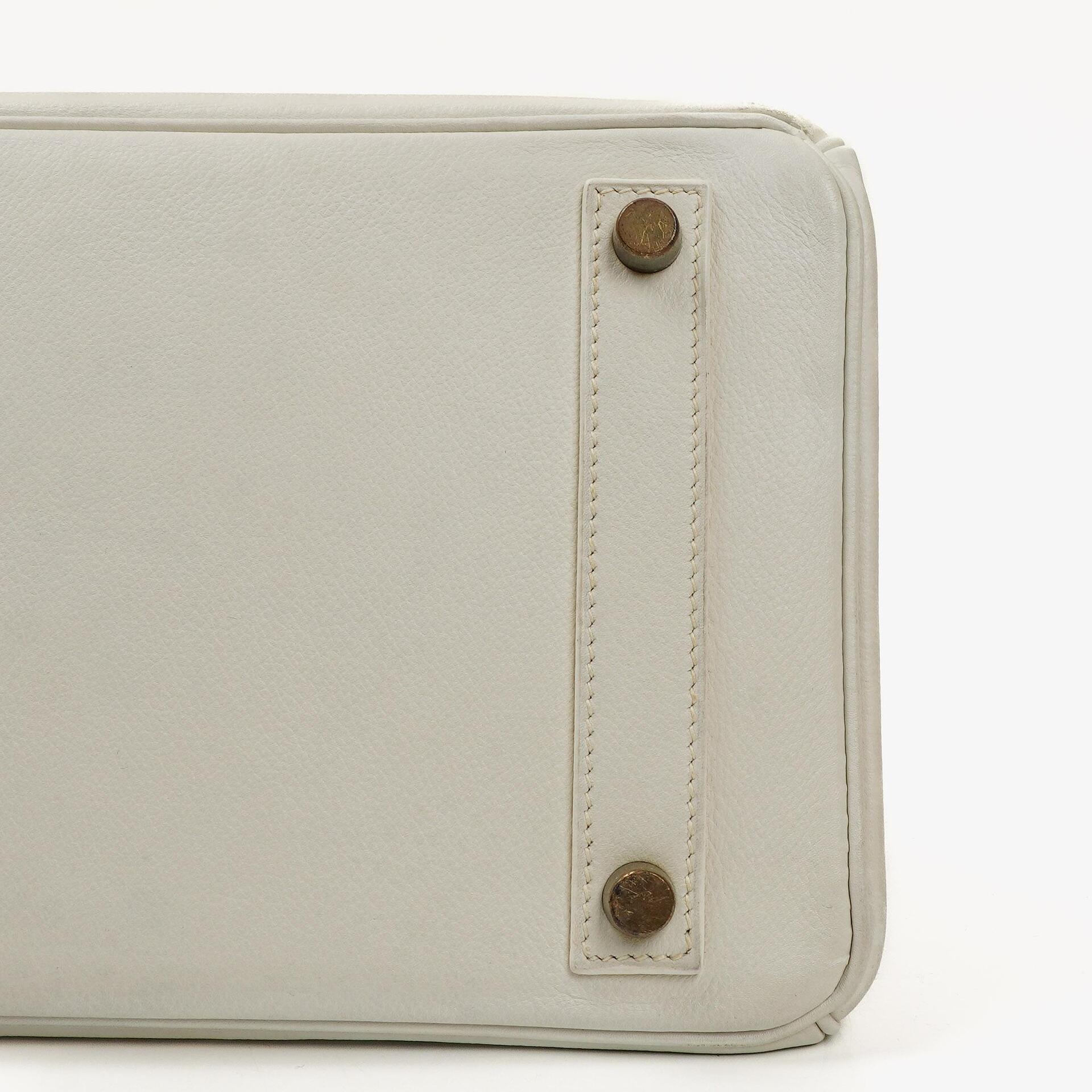 Hermès Birkin 32 Haut à Courroies Off White Leder mit goldener Hardware