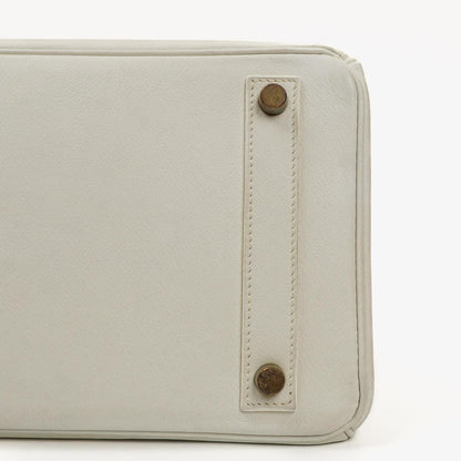 Hermès Birkin 32 Haut à Courroies Off White Leder mit goldener Hardware