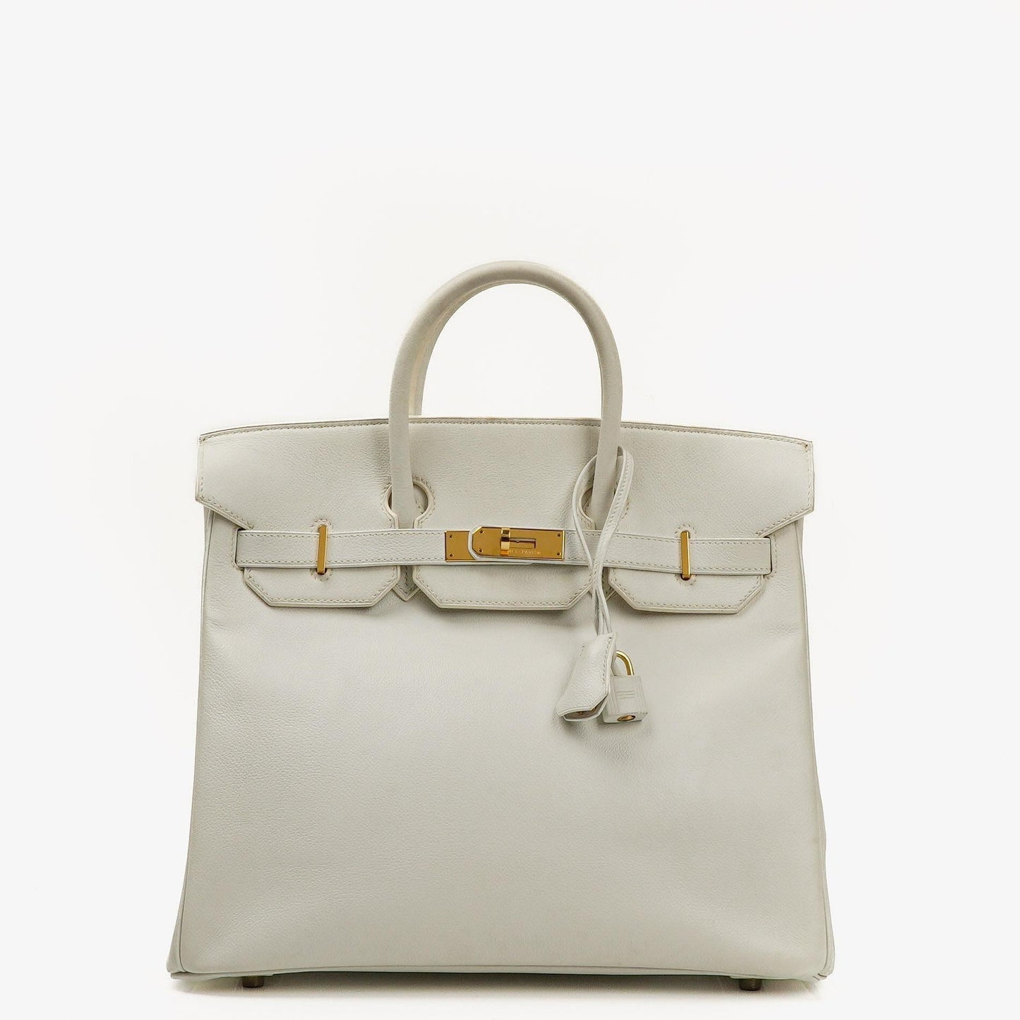 Hermès Birkin 32 Haut à Courroies Off White Leder mit goldener Hardware
