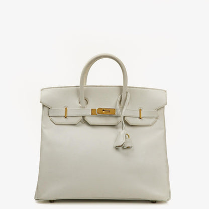 Hermès Birkin 32 Haut à Courroies Off White Leder mit goldener Hardware